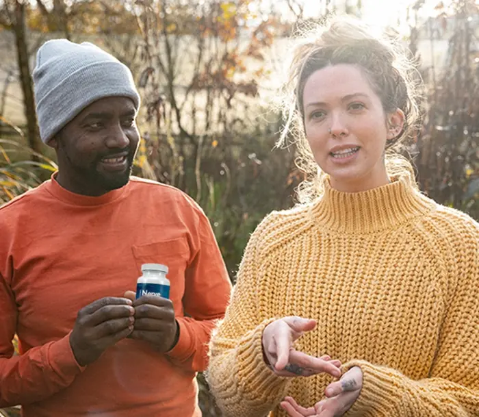 Smiling couple outdoors